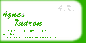 agnes kudron business card