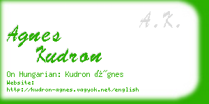 agnes kudron business card